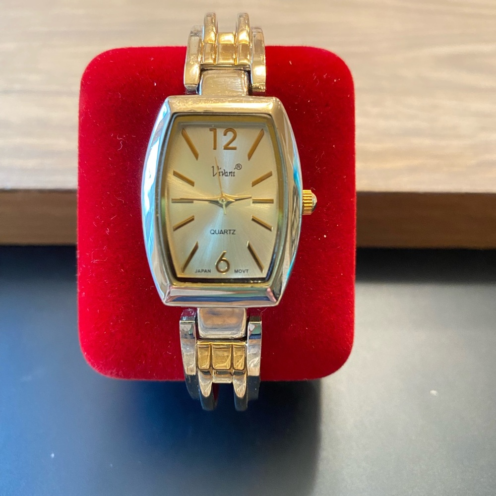 Vivani Vintage Gold and Silver Watch with Open-Link Bracelet